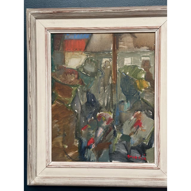 Sven Fritiof Teodor Grandin, City Motif with People, 1960s, Oil Painting on Canvas, Framed For Sale - Image 9 of 12