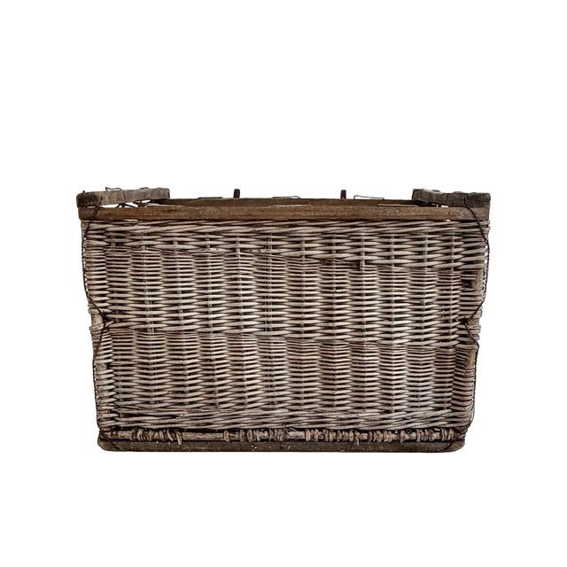 French Country Antique French Wicker Wine Bottle Storage Crate For Sale - Image 3 of 11