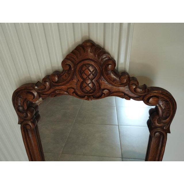 Brown Antique Rococo Rocaille Style Mirror in Carved Wood For Sale - Image 8 of 17