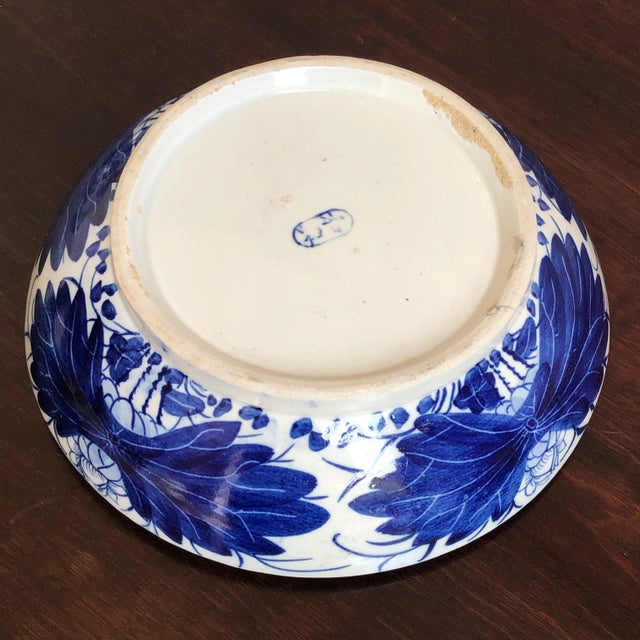 Vintage Chinoiserie Blue & White Porcelain Lidded Box For Sale - Image 10 of 13