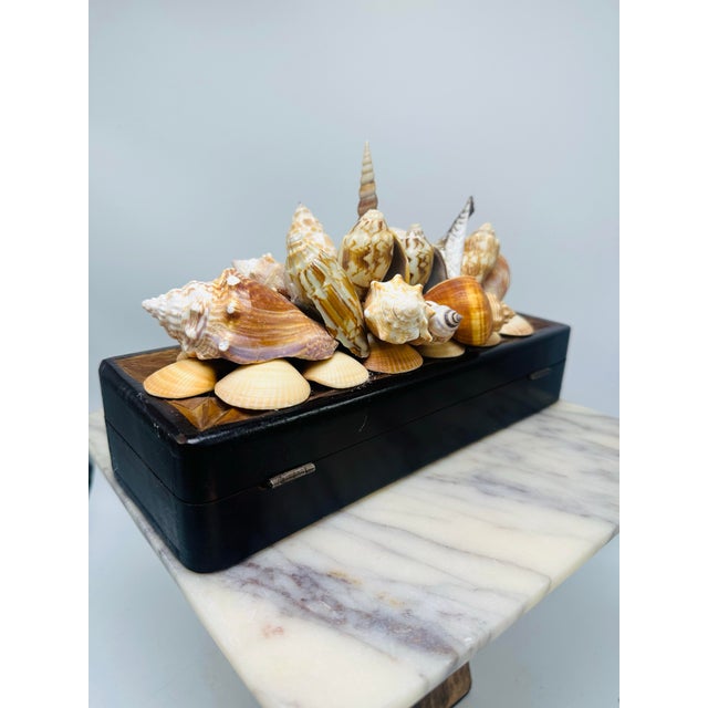 Vintage Carved Wooden Box With Shells For Sale - Image 11 of 11