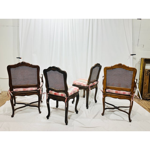 Mid 20th Century Set of 4 French Louis XV Style Cane Chairs For Sale - Image 10 of 11