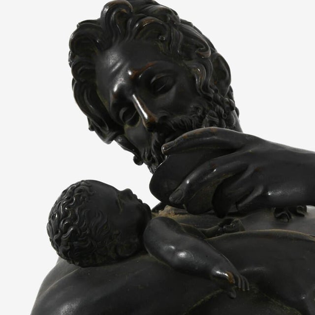 Antique Bronze Sculpture of Silenus Feeding Young Bacchus – Classical Mythological Figure For Sale - Image 13 of 13