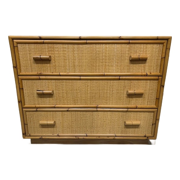 Late 20th Century Bielecky Brothers Cane Rattan Bamboo Chest For Sale