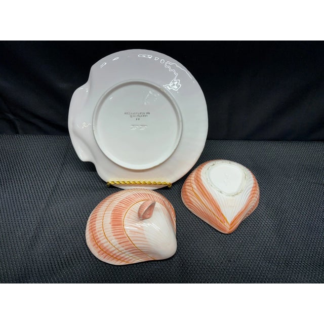 Fitz and Floyd Vintage Mid-Century Modern Fitz and Floyd "Coquille" ~ Shell Shape Plate & Shell Bowl For Sale - Image 4 of 6