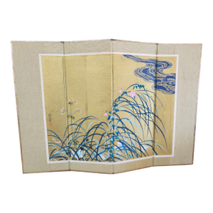 Vintage Japanese Four Panel Miniature Table Screen