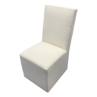 Rh Ellison High-Back Fabric Dining Side Chair Performance Linen Weave — Natural Recessed Caster Base For Sale