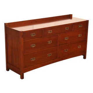 Stickley Mission Collection Cherry Seven Drawer Low Dresser For Sale