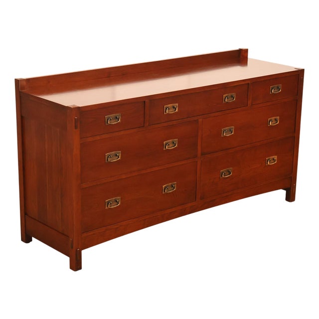 Stickley Mission Collection Cherry Seven Drawer Low Dresser For Sale