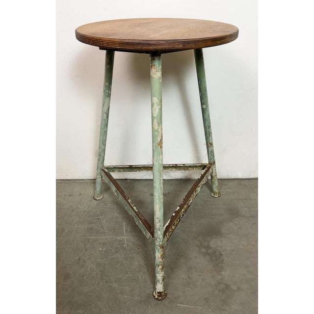 1960s Industrial Green Workshop Stool, 1960s For Sale - Image 5 of 15