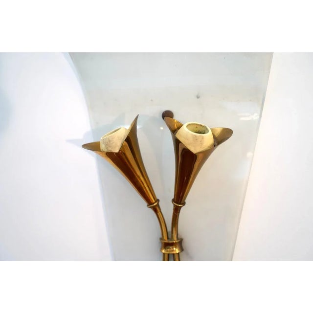 1950s Italian Curved Glass and Brass Sconces, 1950s, Set of 3 For Sale - Image 5 of 12
