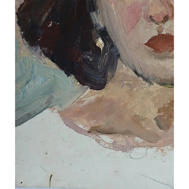 1980s 1980s Portrait Painting, Young Girl, Ukrainian Soviet Art 32-27 For Sale - Image 5 of 6