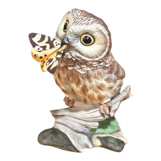 1970s Boehm Porcelain Saw Whet Owl Figurine For Sale