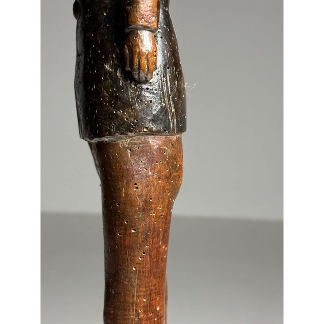 Wood Hand-Carved Statue of a French Officer, 19th Century, Oak on Stone Base For Sale - Image 7 of 17