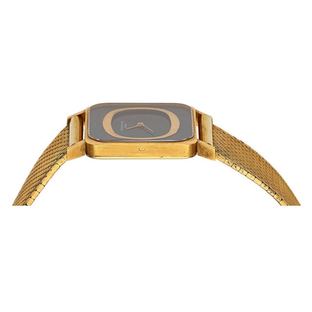 Vintage Patek Philippe 25mm Square Ellipse 18k Gold Black Dial Watch For Sale - Image 15 of 16