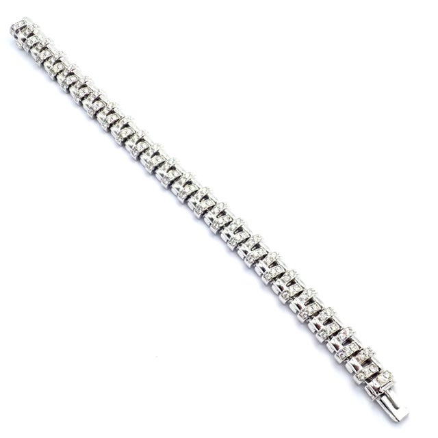 Metal Tiffany & Co. Vannerie White Gold Basket Weave Diamond Bracelet For Sale - Image 7 of 13