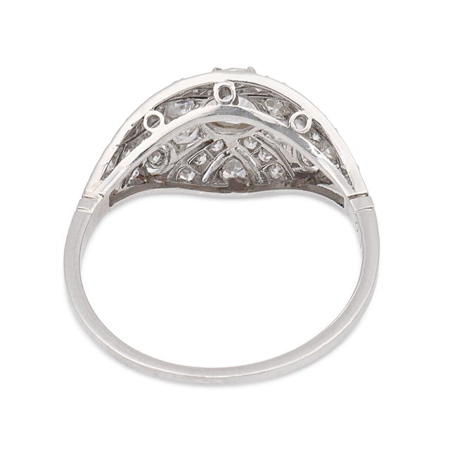 1920s Art Deco Inspired Diamond Filigree Platinum Ring, Size 6.25 For Sale In Los Angeles - Image 6 of 7