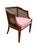 Mid-Century Modern Vintage Mid-Century Modern Cane Barrel-Back Armchair | Hollywood Regency Neoclassical Revival | Tufted Pink Plaid Upholstery For Sale - Image 3 of 18
