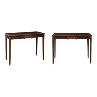 1950s Federal Style Inlaid Mahogany Console Tables by Kittinger, Pair For Sale