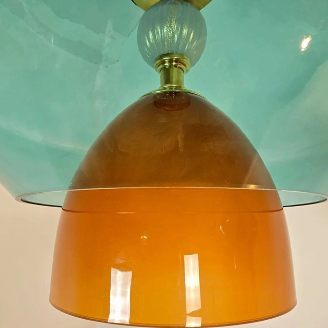 Pair of Petrol Blue Glass Pendants, Italy For Sale - Image 12 of 12