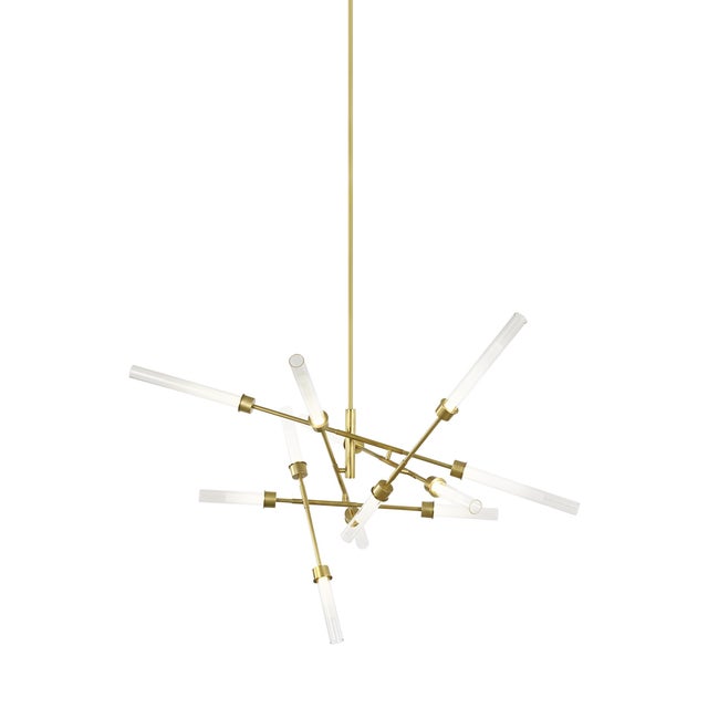 The Linger 12-Light Abstract Chandelier by Sean Lavin for Tech Lighting is designed with 12 LED lights tapered by glass...