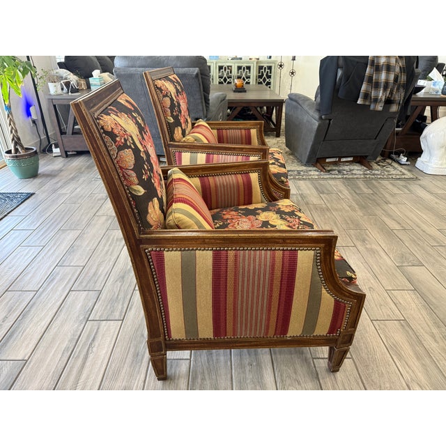 Mid-Century Modern Mid 19th Century Attributed to Wesley Hall Vintage Upholstered Arm Chairs (2) For Sale - Image 3 of 4