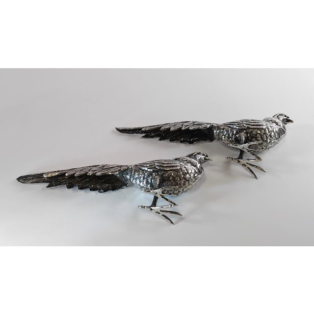 Sterling Silver Couple of Pheasants Figurines For Sale - Image 6 of 6