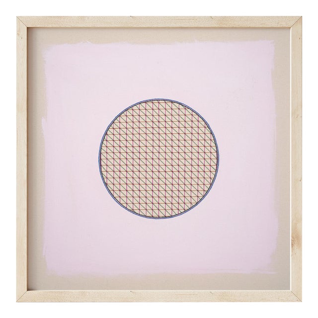 Pastel Lavender-Pink Abstract Minimal Circle Art Print by Emily Keating Snyder | 30 X 30 Print in Wood Frame For Sale