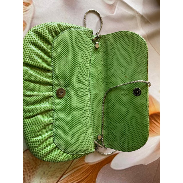 Ornamental & Decorative Materials Judith Lieber Green Lizard Cluth/Handbag For Sale - Image 7 of 7