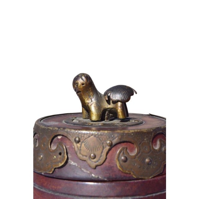 Late 19th Century Chinese Mahogany Barrel Box With Brass Mounts For Sale - Image 4 of 11