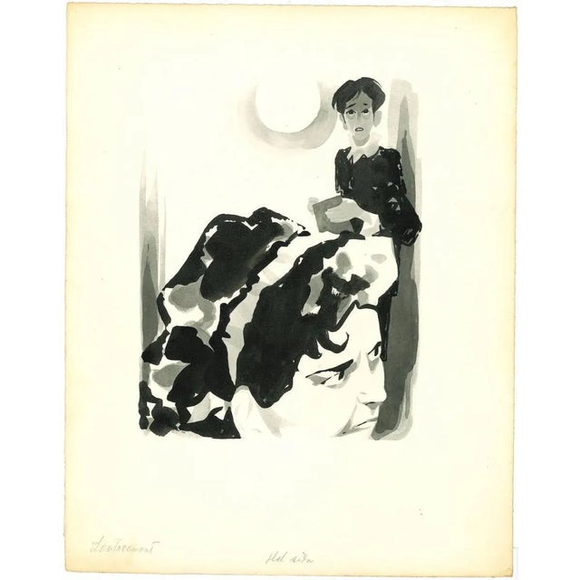 Lautréamont is original black China ink drawing on ivory-colored paper, made by the Swedish illustrator and reporter Adolf...