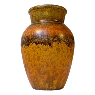 Art Deco Hand-Painted Terracotta Vase from Knabstrup, 1920s For Sale