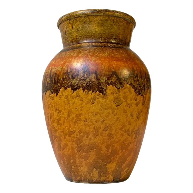 Art Deco Hand-Painted Terracotta Vase from Knabstrup, 1920s For Sale