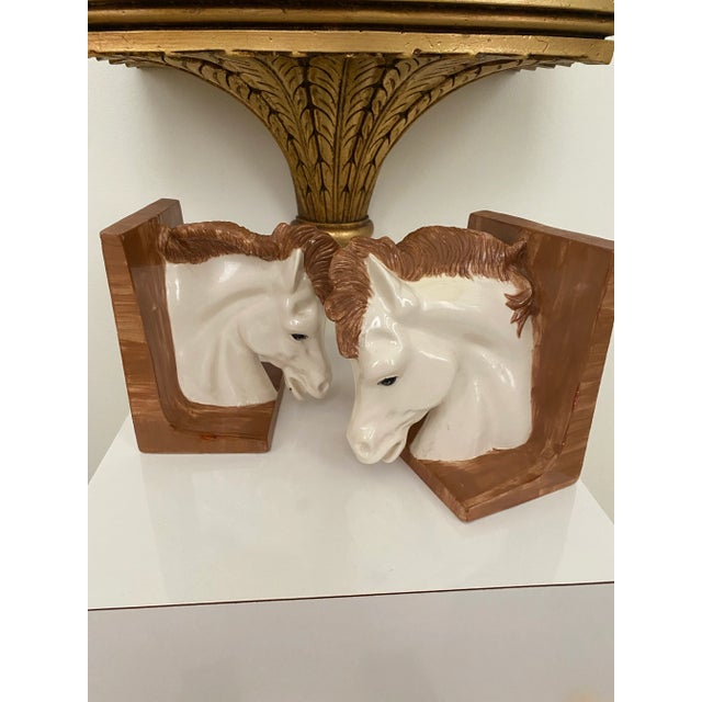 Mid 20th Century Vintage Ralph Lauren Manner Ceramic Horse Equestrian Bookends- Set of 2 For Sale - Image 5 of 7