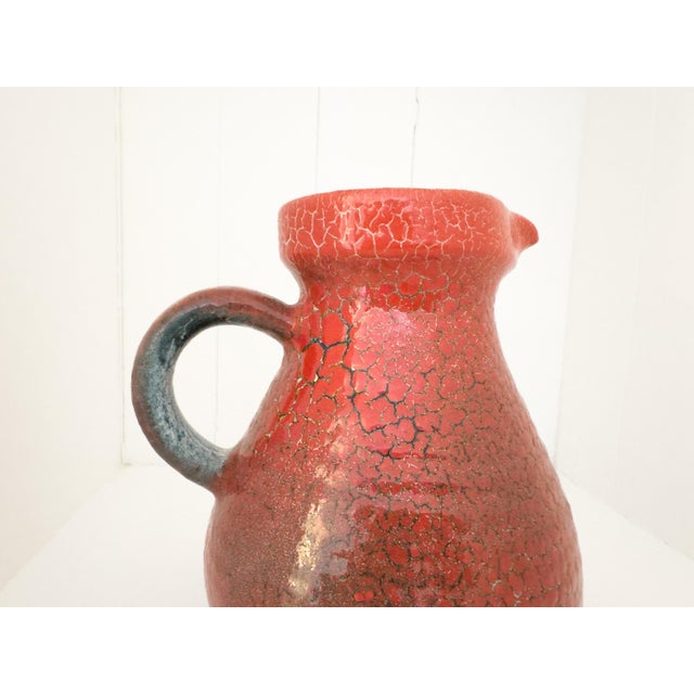 Vintage French Accolay Ceramic Pitcher in Red Crackle Glaze, 1960s For Sale - Image 6 of 18