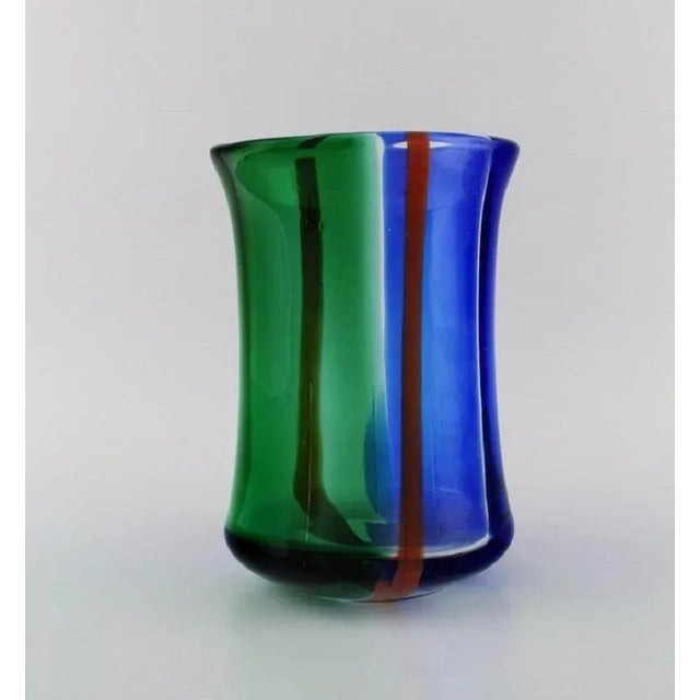 Blue Chribska Art Glass Vase by Erik Höglund for Kosta Boda For Sale - Image 8 of 10