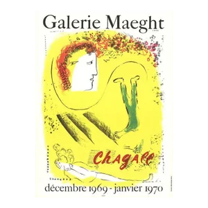 1969 Marc Chagall 'The Yellow Background' Modernism Yellow France Lithograph