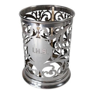 20th Century American Sterling Silver Wine Bottle Holder With Monogram For Sale