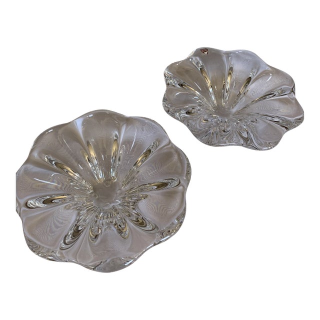 Orrefors Sister Sweden Crystal Bowls - A Pair For Sale