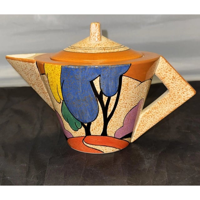 Clarice Cliff Bizarre Autumn Trees Teapot Mma 1993 Art Deco Painted Reproduction For Sale In New York - Image 6 of 14