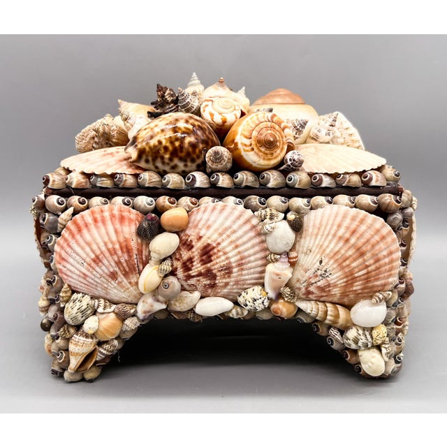 1970s Large 1970s Nautical Shell-Encrusted Box – Vintage Coastal Shellcore Decor For Sale - Image 5 of 12