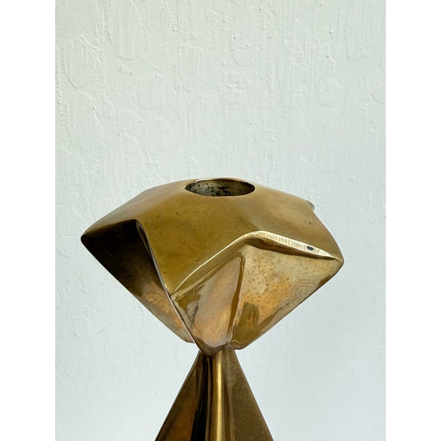Brass 1940s Hollywood Regency Brass Starburst Candle Holders a Pair For Sale - Image 8 of 8