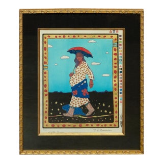 1970s Native American Kiowa/Caddo Peoples Woodcut in Colors "New Indian Art" Pop Art For Sale