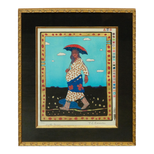 1970s Native American Kiowa/Caddo Peoples Woodcut in Colors "New Indian Art" Pop Art