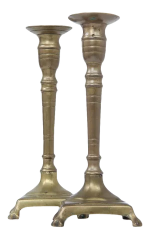 Late 18th Century Spanish Brass Candlesticks - a Pair