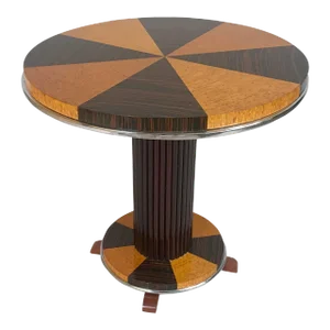 1930s Art Deco Macassar and Tiger Maple Side Table