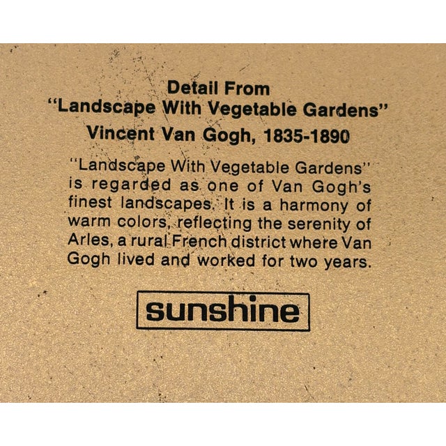 Mid 20th Century Landscape With Vegetable Garden After Vincent Van Gogh Sunshine Biscuit Tin Top For Sale - Image 5 of 5