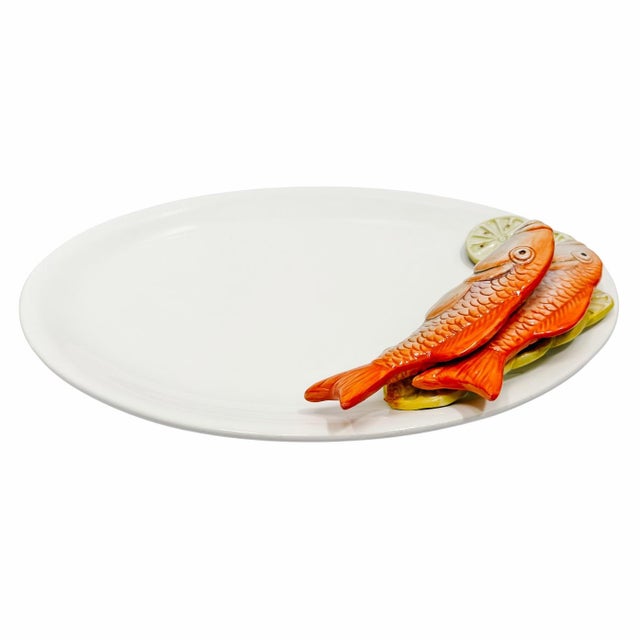 Italian Majolica Ceramic Fish Serving Platter by Le Ceramiche Bassano Del Grappa For Sale In San Diego - Image 6 of 8