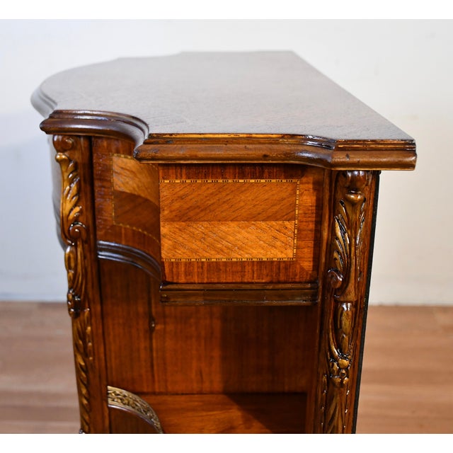 1920s Antique French Louis XV Walnut & Satinwood Inlay Cabinet Entry Hall Stand For Sale - Image 9 of 18