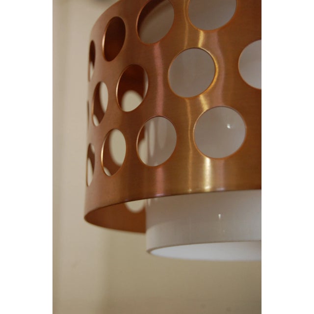 Copper Vintage Mid-Century Swedish Copper & Glass Pendant For Sale - Image 8 of 9